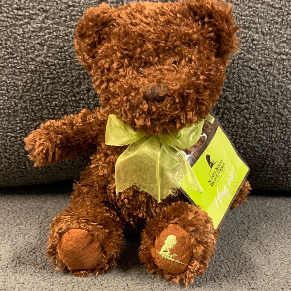St. Jude Brown Plush Teddy Bear with Green Bow